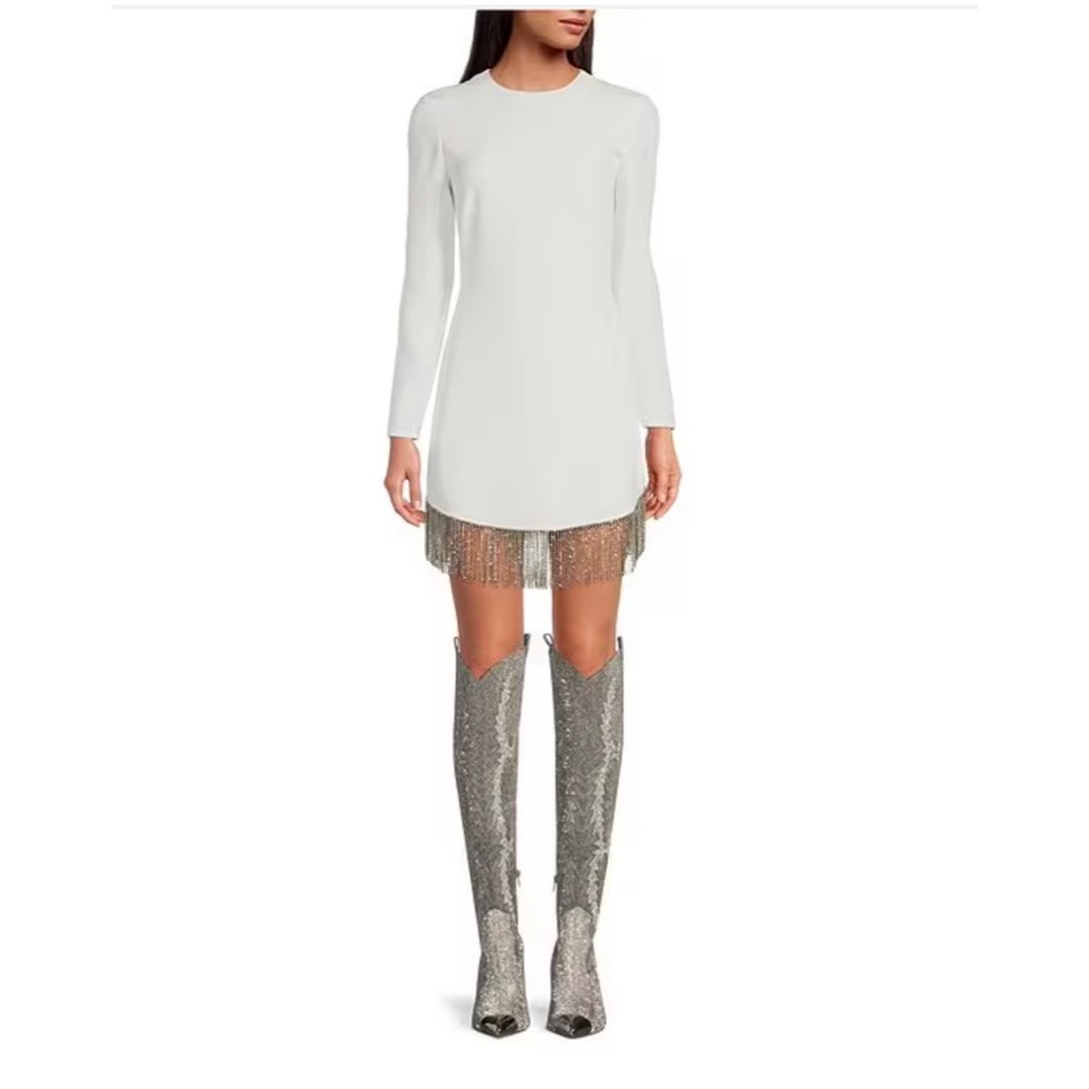 NWT size 4 Gianni bini sage fringe dress